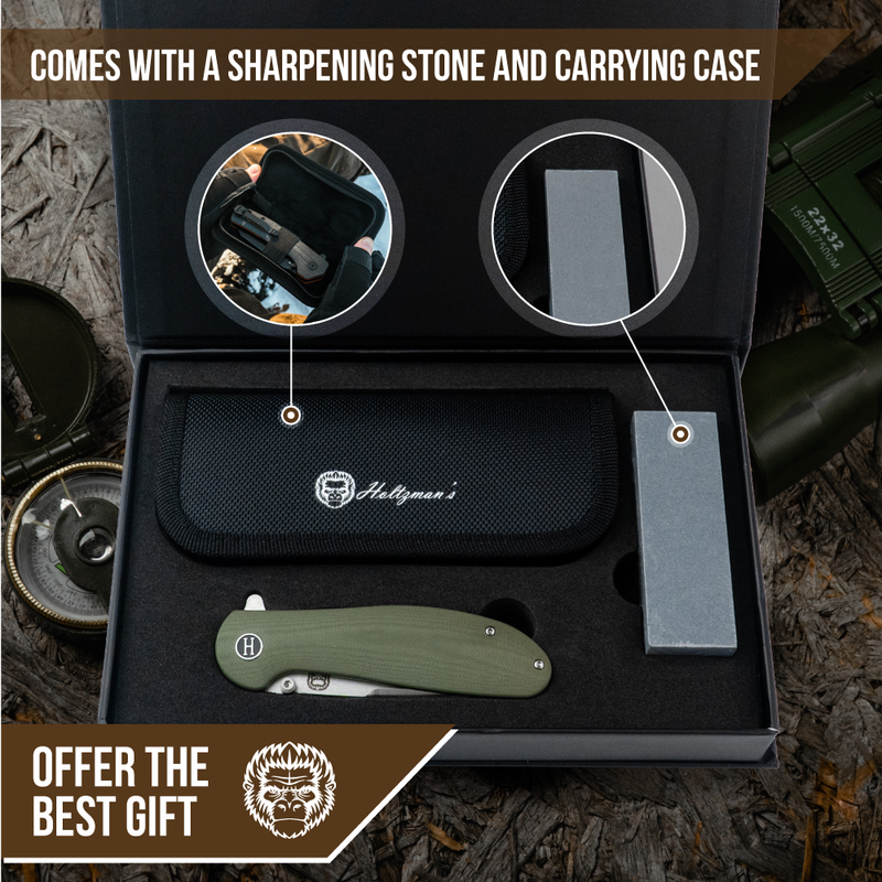 Load image into Gallery viewer, The Straight Back Folding Pocket Knife Giftset for Men and Women (Silver and Green)