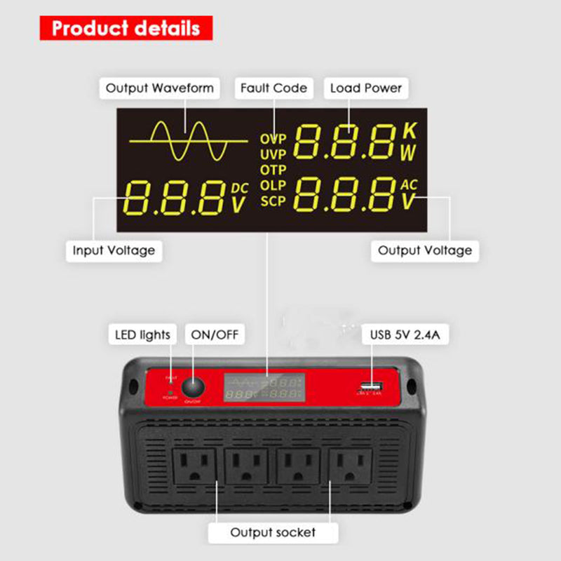 Load image into Gallery viewer, ACOPOWER 1500W 12V Pure Sine Wave Inverter