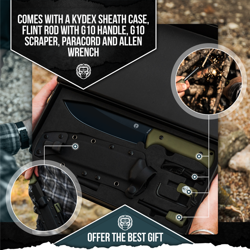 Load image into Gallery viewer, The Congo D2 Steel Bushcraft Survival Knife Gift Set (Black Blade + Green Handle)