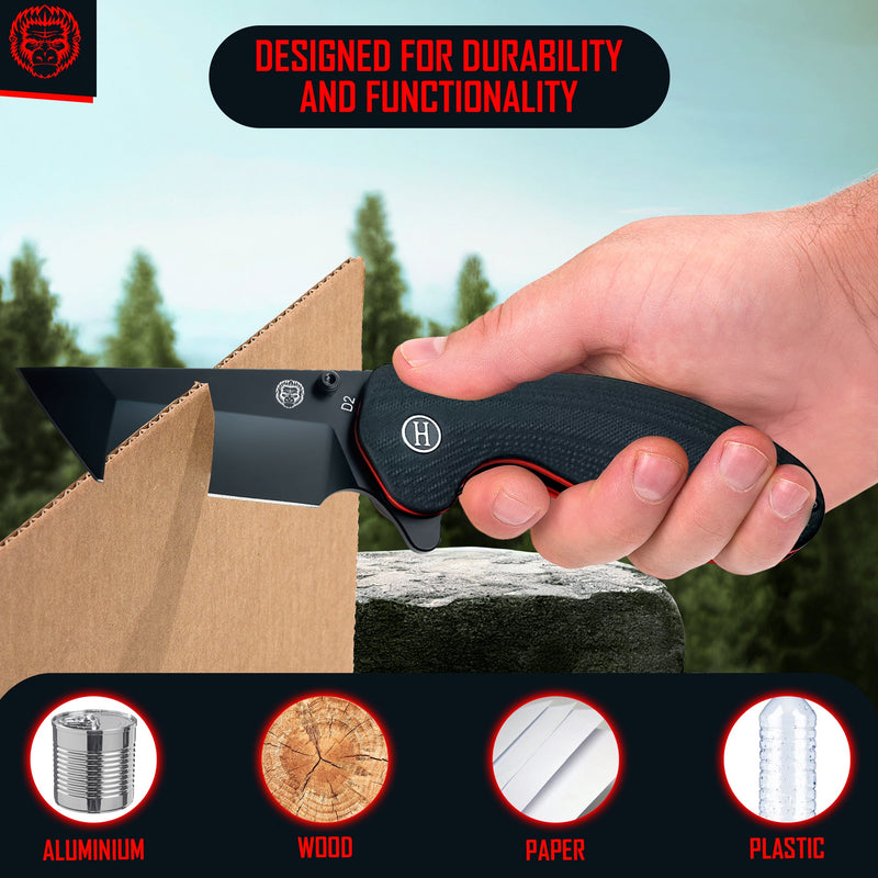 Load image into Gallery viewer, The Pioneer Folding Pocket Knife Giftset for Men and Women (Black and Orange)