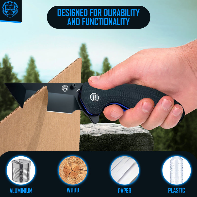 Load image into Gallery viewer, The Pioneer Folding Pocket Knife Giftset for Men and Women (Black and Blue)