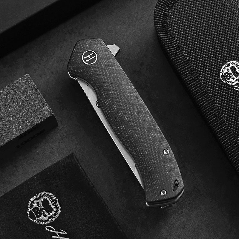 Load image into Gallery viewer, The Pathfinder Folding Pocket Knife Giftset for Men and Women (Black and Silver)