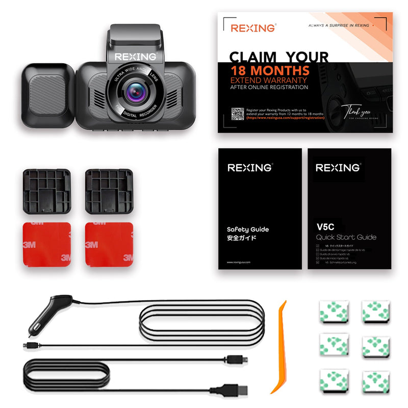 Load image into Gallery viewer, REXING V5C Plus Dash Cam Front 4K & 1080p Cabin Camera w/ Modular Capabilities, WiFi, and GPS