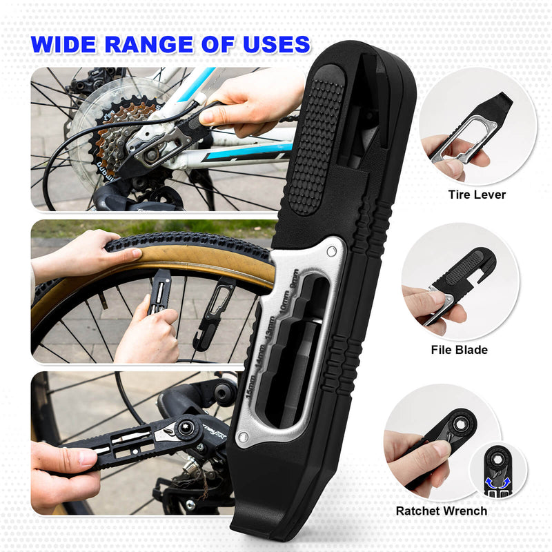 Load image into Gallery viewer, 14 IN 1 Bike Tire Repair Kit - Wrench/Lever/Screwdriver/Corkscrew/File Blade