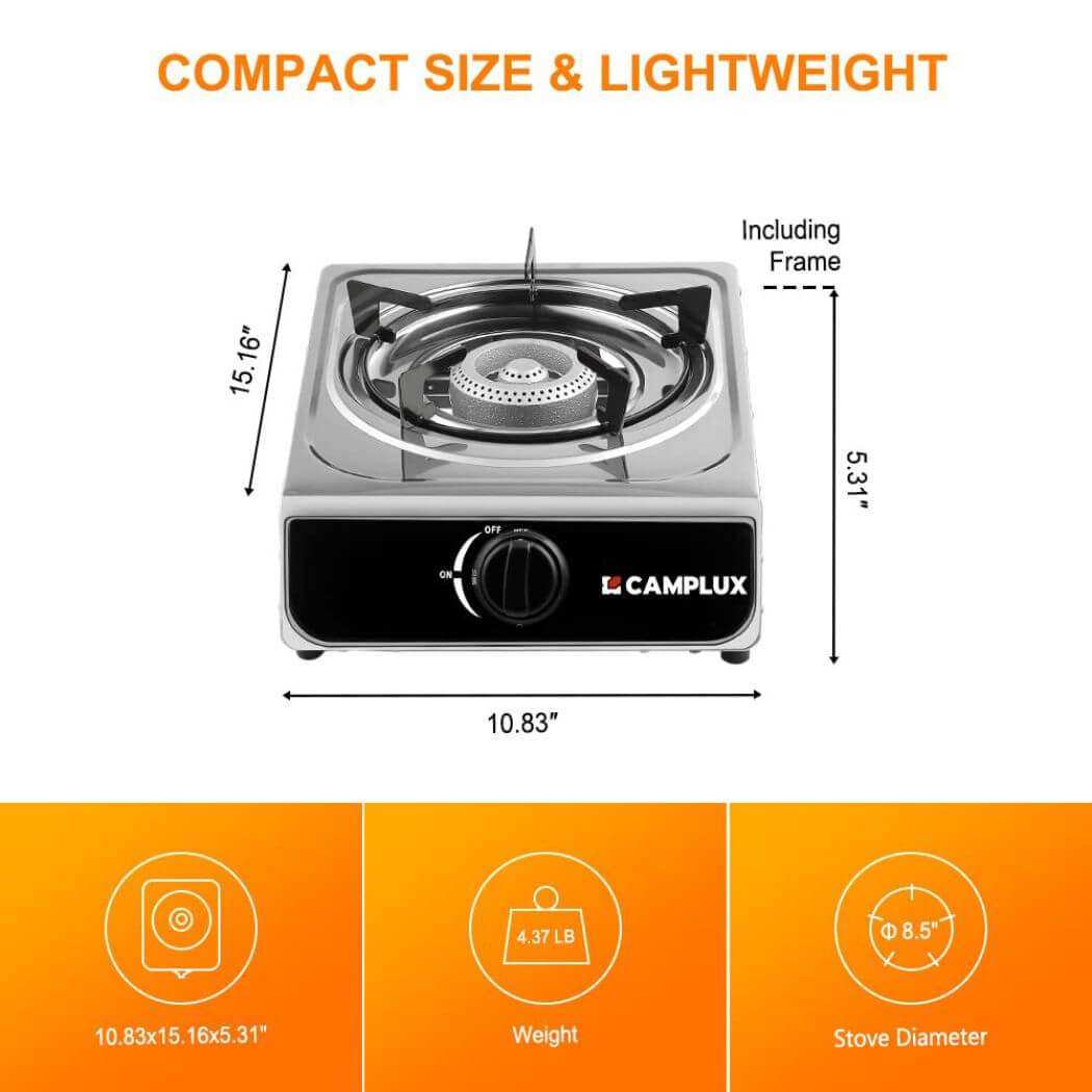 Camplux Single Burner Propane Stove 9,800 BTU, Portable Gas Stoves - Skoutley Outdoors LLC