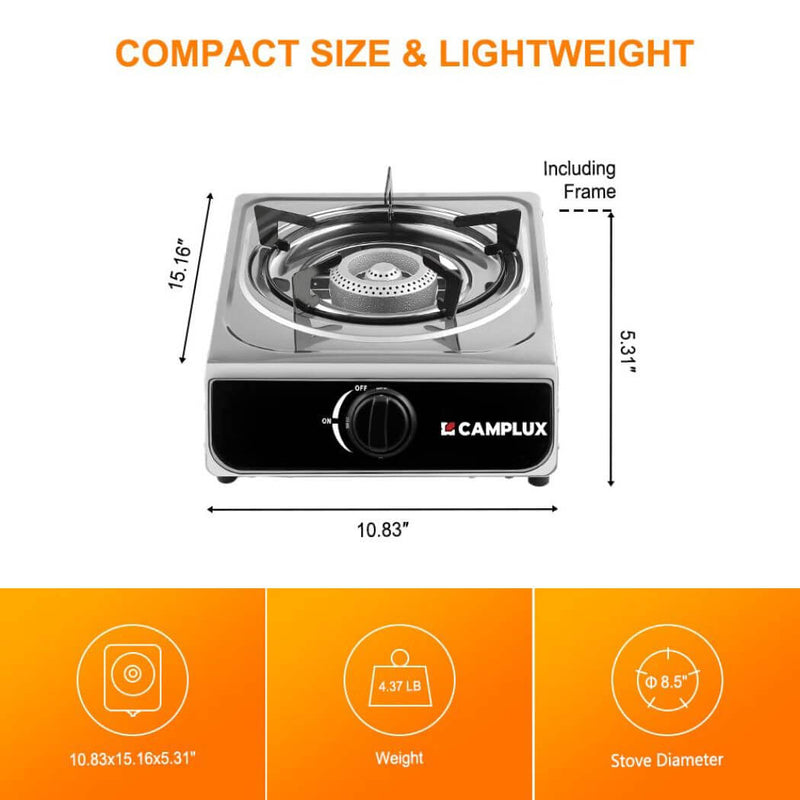 Load image into Gallery viewer, Camplux Single Burner Propane Stove 9,800 BTU, Portable Gas Stoves