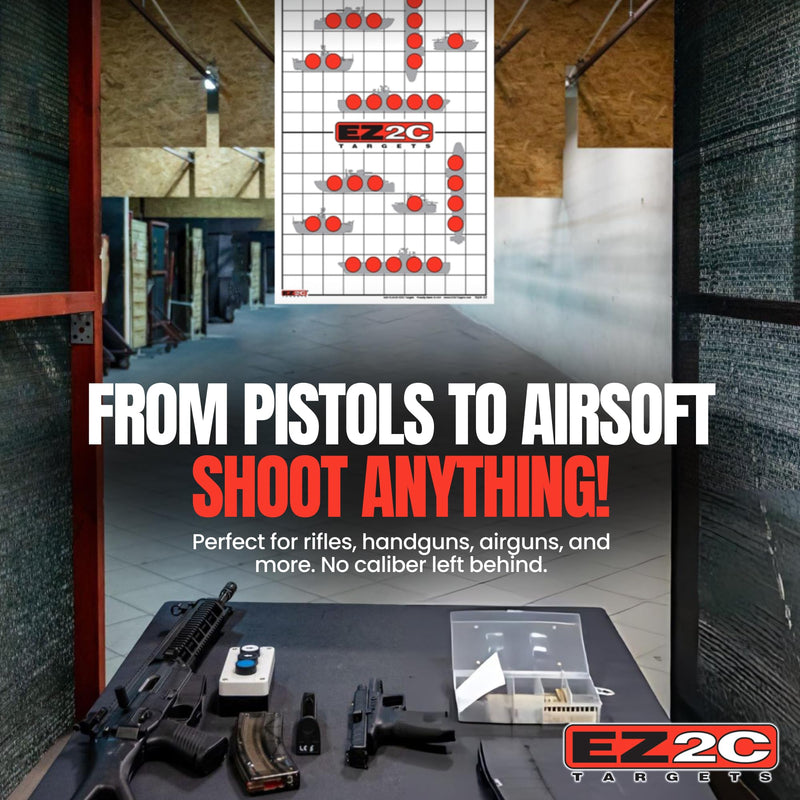 Load image into Gallery viewer, 40 EZ2C Targets: Four Fun Game Styles Paper Targets 11"x17" USA MADE