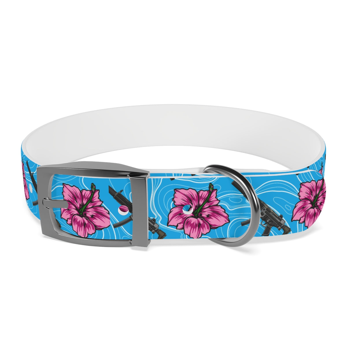 Rad Palm High Capacity Hibiscus Blue Dog Collar