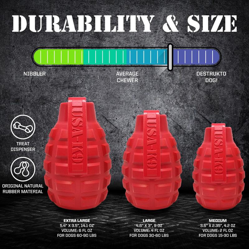 Load image into Gallery viewer, USA-K9 Grenade Shaped eDispenser Durable Dog Chew Toy & Treat Dispenser - Army Green