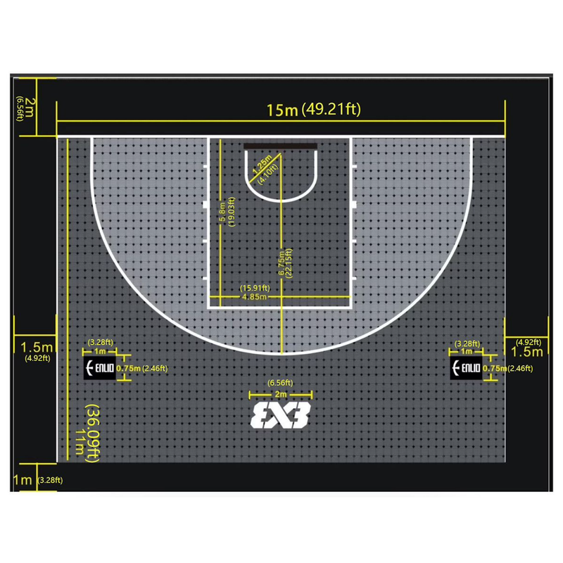 Load image into Gallery viewer, USA Enlio Official 3X3 Basketball Court – FIBA Certified – 25' x 54' Large Training Court