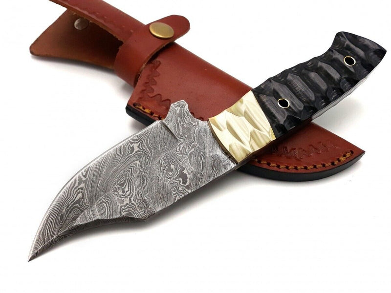 Load image into Gallery viewer, Custom Handmade Damascus Skinning Knife with Resin & Brass Handle