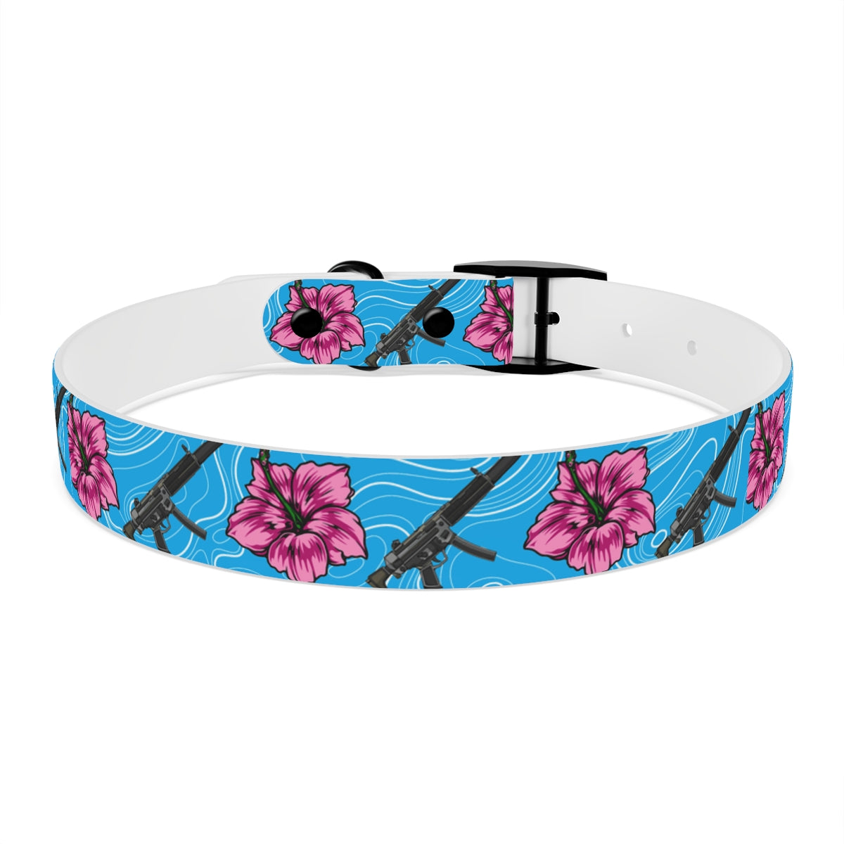 Rad Palm High Capacity Hibiscus Blue Dog Collar