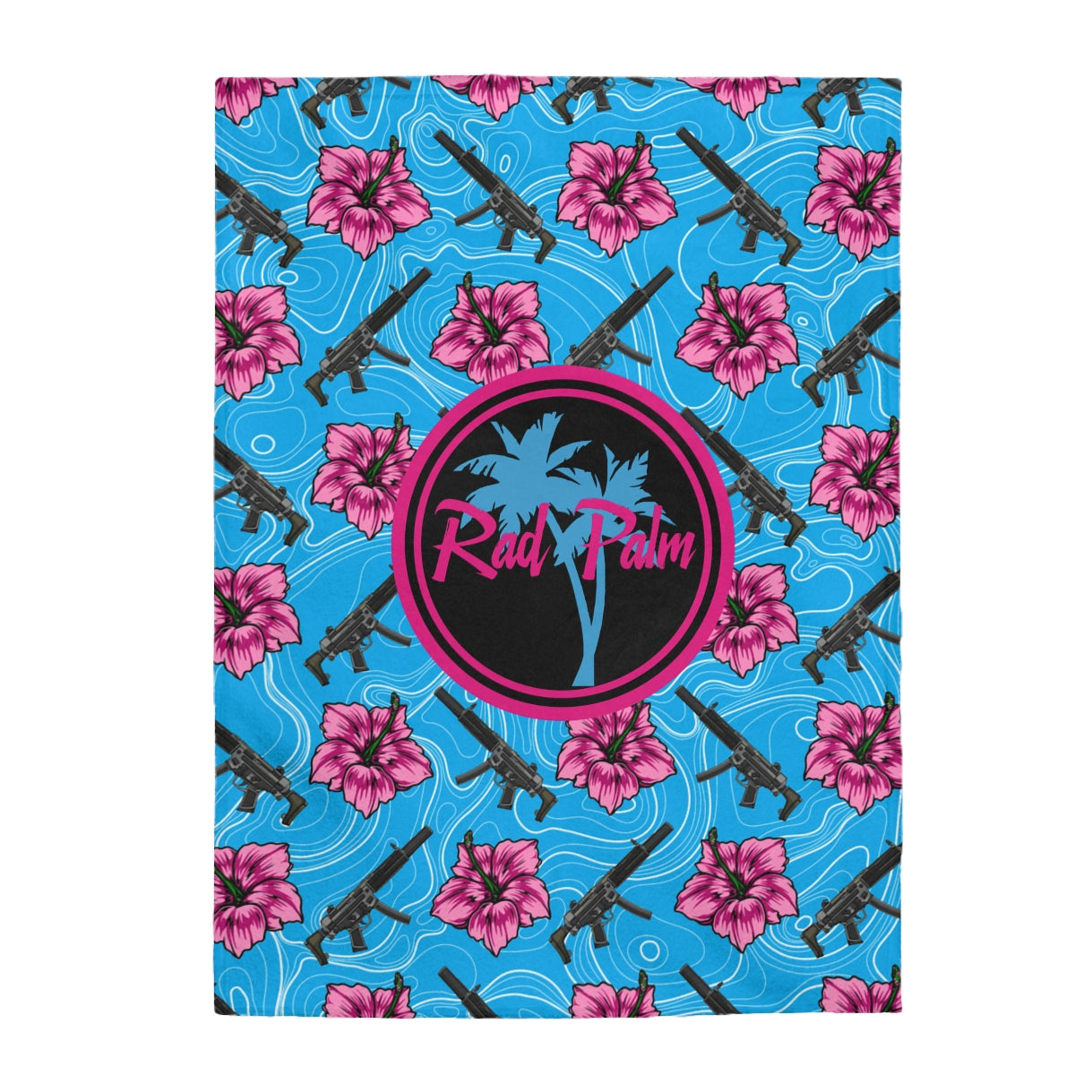 Rad Palm High Capacity Hibiscus Blue Velveteen Plush Blanket