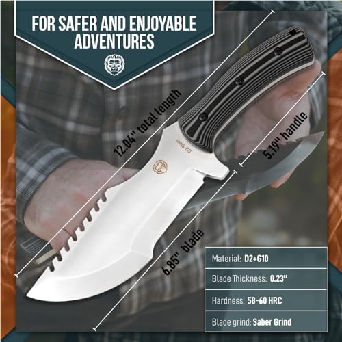 Load image into Gallery viewer, The Tracker D2 Steel Bushcraft Survival Knife Gift Set (Black and Gray)