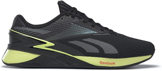 Men's Reebok Nano X3, Black/Energy Glow/Smash Orange, 5.5 D Medium - Skoutley Outdoors LLC