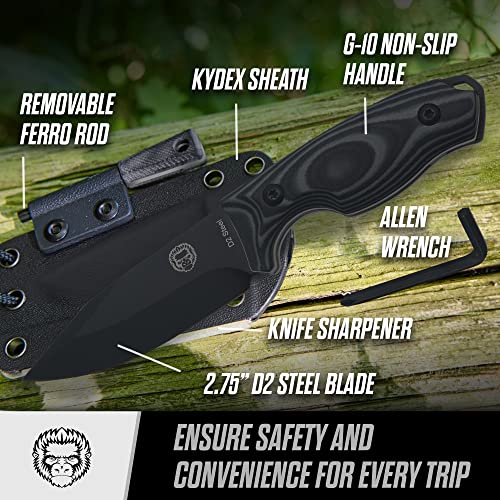 Load image into Gallery viewer, The Baby Silverback Survival Knife Giftset for Outdoors (Black Blade + Grey Liner)