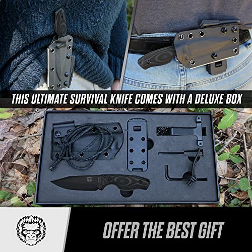 Load image into Gallery viewer, The Baby Silverback Survival Knife Giftset for Outdoors (Black Blade + Grey Liner)