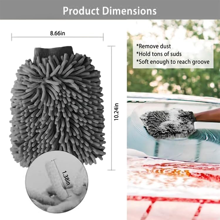 Load image into Gallery viewer, WASH&WHIPS Chenille Premium Scratch-Free Microfiber Lint-Free Blue Wash Mitt 8" x 10"in & Black Pitstop Particle Interceptor