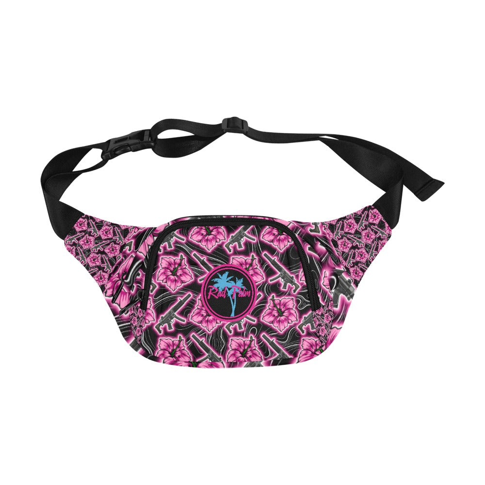 High Capacity Hibiscus Black Neon Fanny Pack