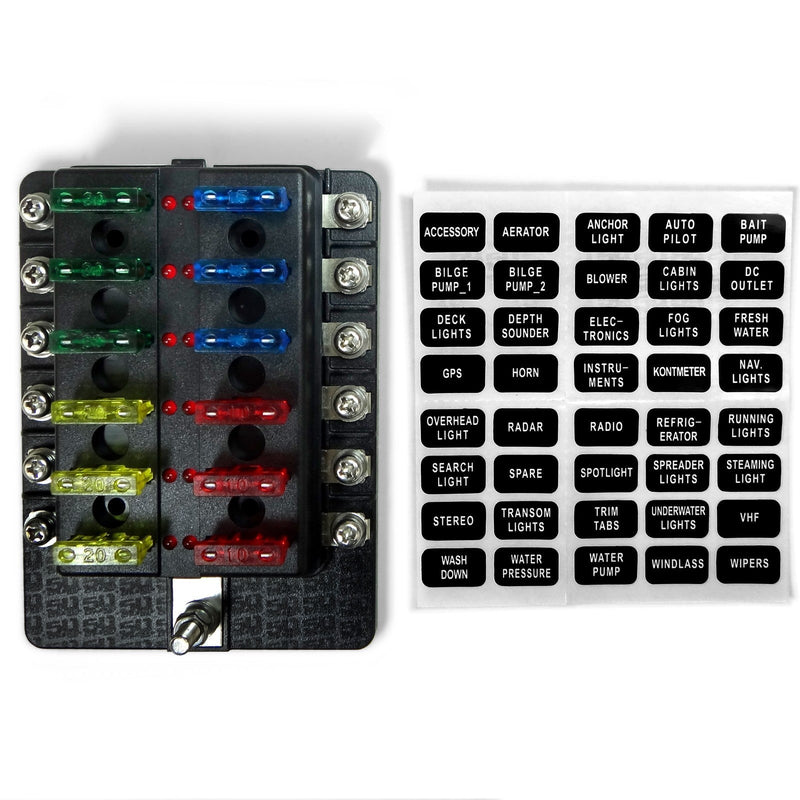 Load image into Gallery viewer, 12 Way Standard LED Circuit Screw Fuse Block