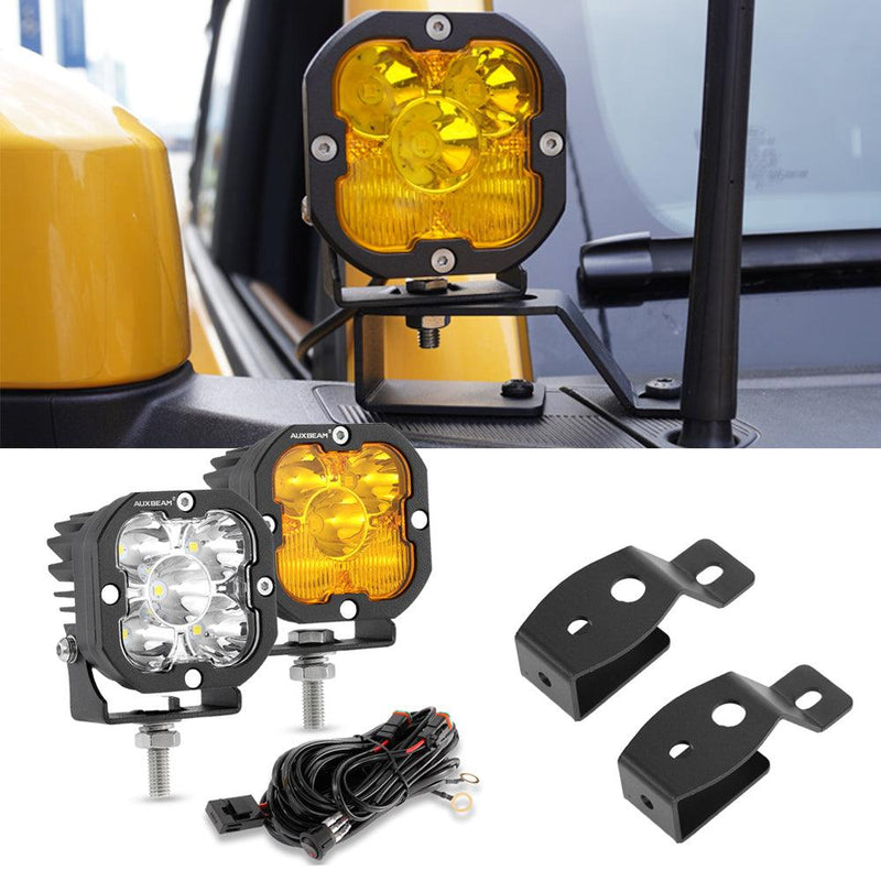 Load image into Gallery viewer, 3 Inch 80W 9600LM LED Pods Lights White&Yellow with A-Pillar Mounting Bracket For Ford Bronco 2/4 Door 2021 2022