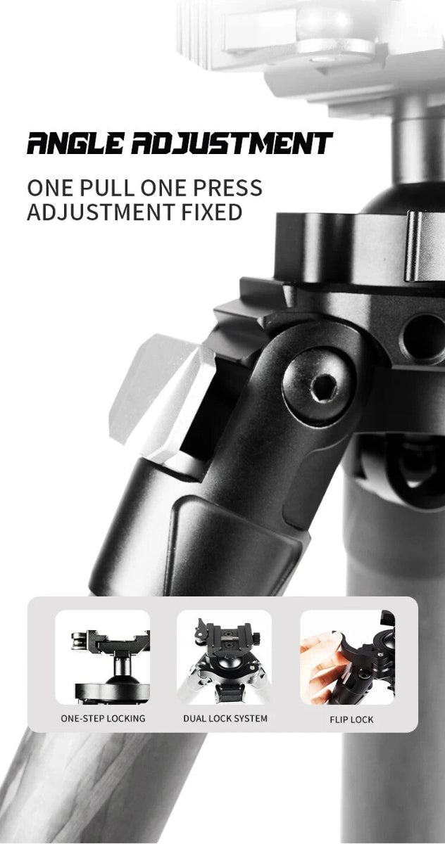 Load image into Gallery viewer, Linkogear HT-324C Carbon Fiber Tripod – Picatinny/Arca, 64" Max, 66lb Capacity - Black