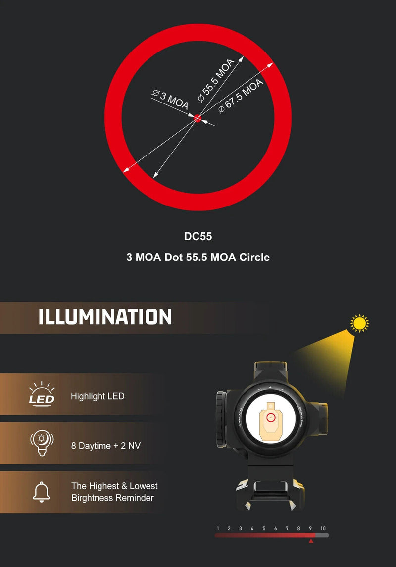 Load image into Gallery viewer, Corsac 1x18 Micro Prism Scope Etched Reticle 8 Day+2 NV IPX67 Hunting Optic