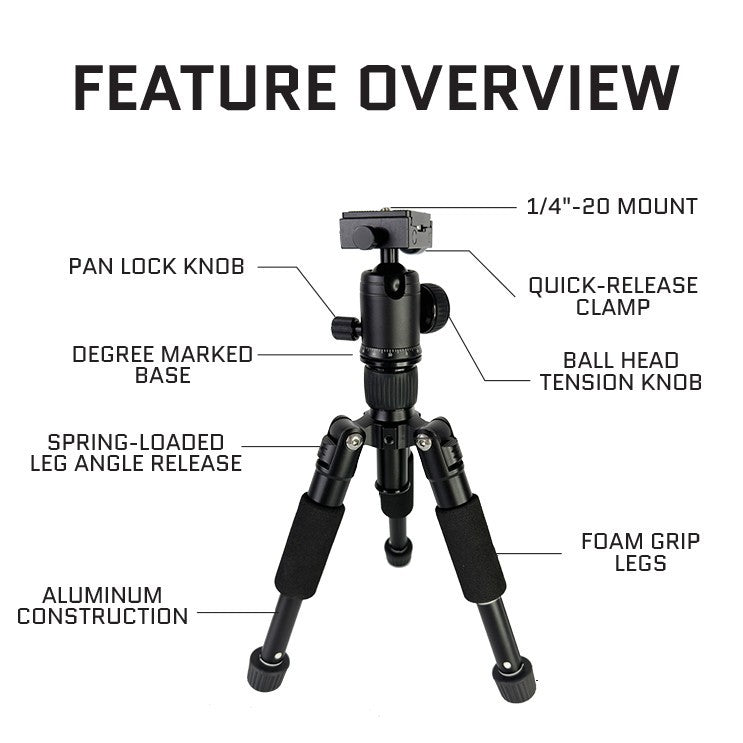 Load image into Gallery viewer, Linkogear A225 + Q26 Mini Tabletop Tripod w/ Ball Head 1/4"-20 Mount
