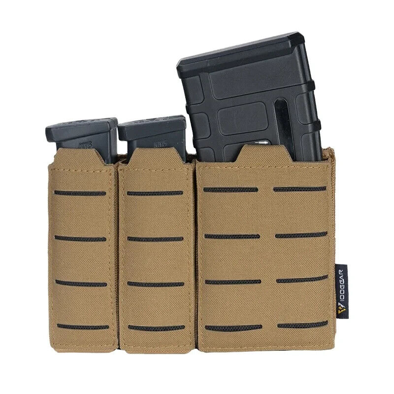 Load image into Gallery viewer, IDOGEAR Tactical Triple Mag Pouch MOLLE, Fits 5.56 & 9mm Magazines, Multi-Color