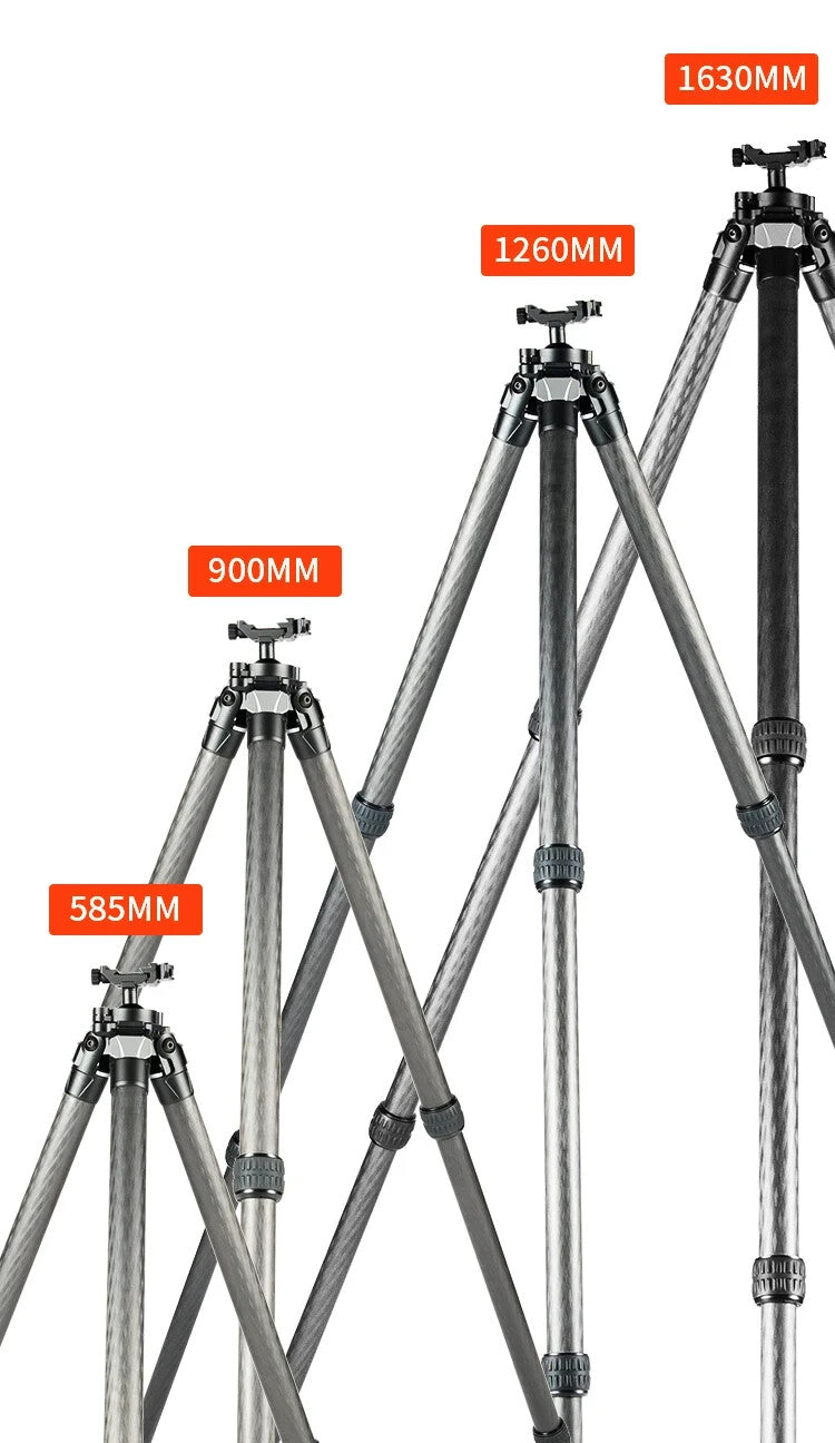 Load image into Gallery viewer, Linkogear HT-324C Carbon Fiber Tripod – Picatinny/Arca, 64" Max, 66lb Capacity - Brown