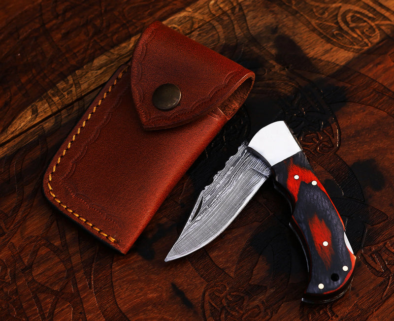 Load image into Gallery viewer, Personalized Damascus Steel Pocket Knife with Damascus Folding Knife - Custom Valentines Day Gift Knife for Husband