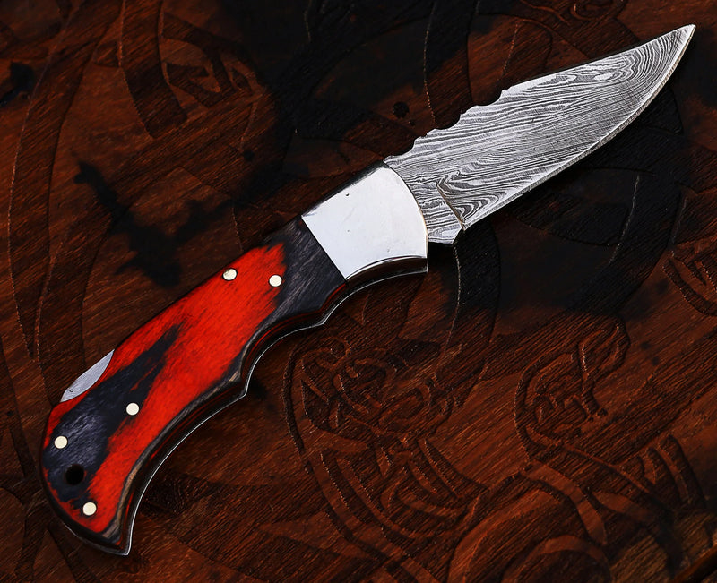 Load image into Gallery viewer, Personalized Damascus Steel Pocket Knife with Damascus Folding Knife - Custom Valentines Day Gift Knife for Husband