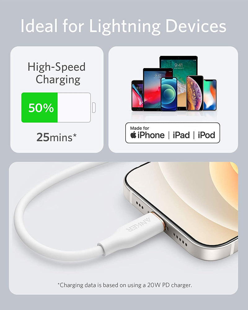 Load image into Gallery viewer, Anker <b>641</b> USB-C to Lightning Cable (Flow, 3 ft Silicone)
