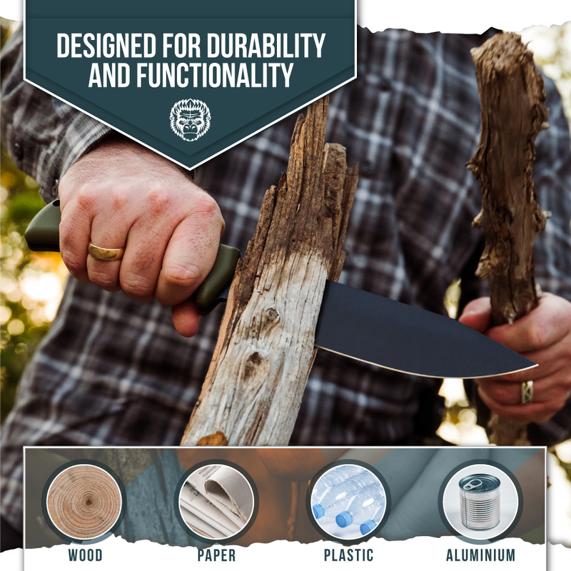 Load image into Gallery viewer, The Congo D2 Steel Bushcraft Survival Knife Gift Set (Black Blade + Green Handle)