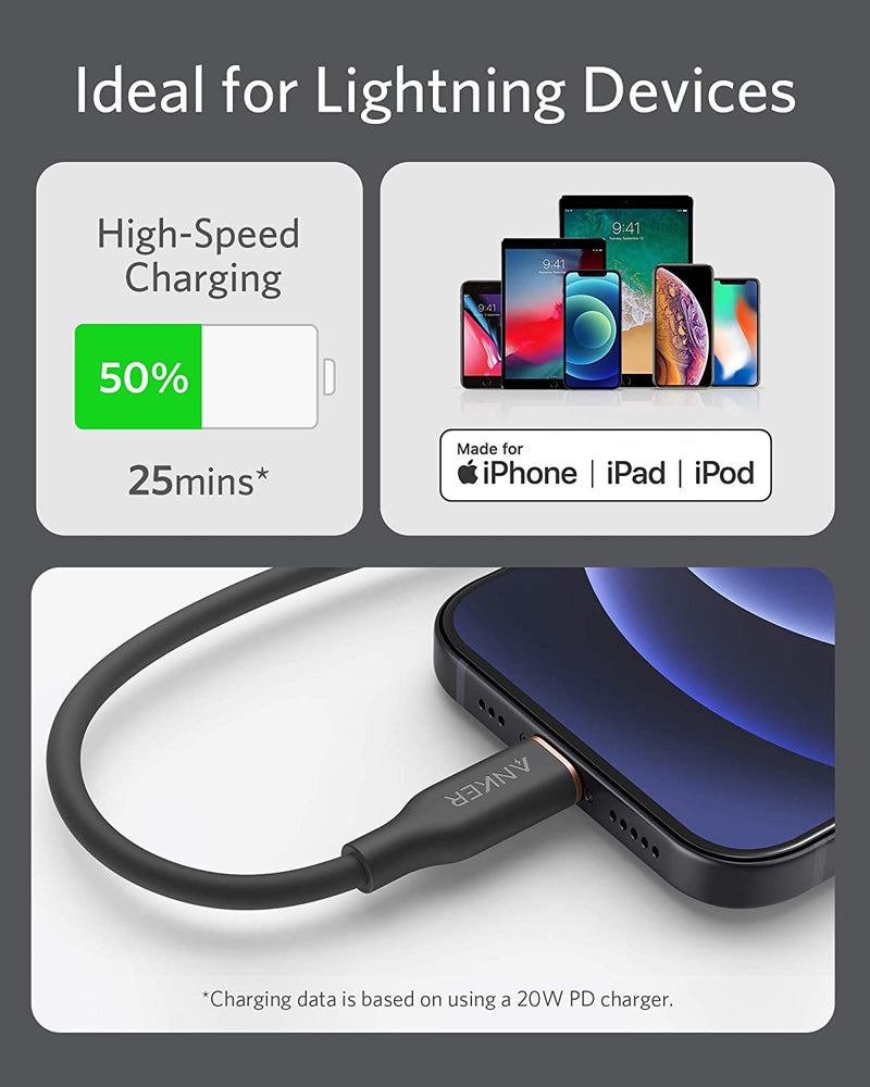 Load image into Gallery viewer, Anker <b>641</b> USB-C to Lightning Cable (Flow, 3 ft Silicone)
