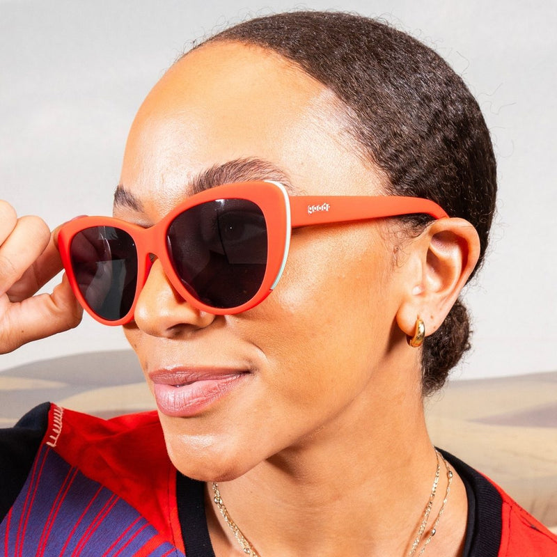 Load image into Gallery viewer, "Ties Cherry Stem With Tongue" Orange Glam G Polarized Sunglasses