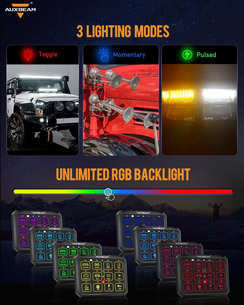 Load image into Gallery viewer, AC Series 8/12 Gang RGB Switch Panel with APP&Remote Control, Toggle/ Momentary/ Pulsed Mode Supported