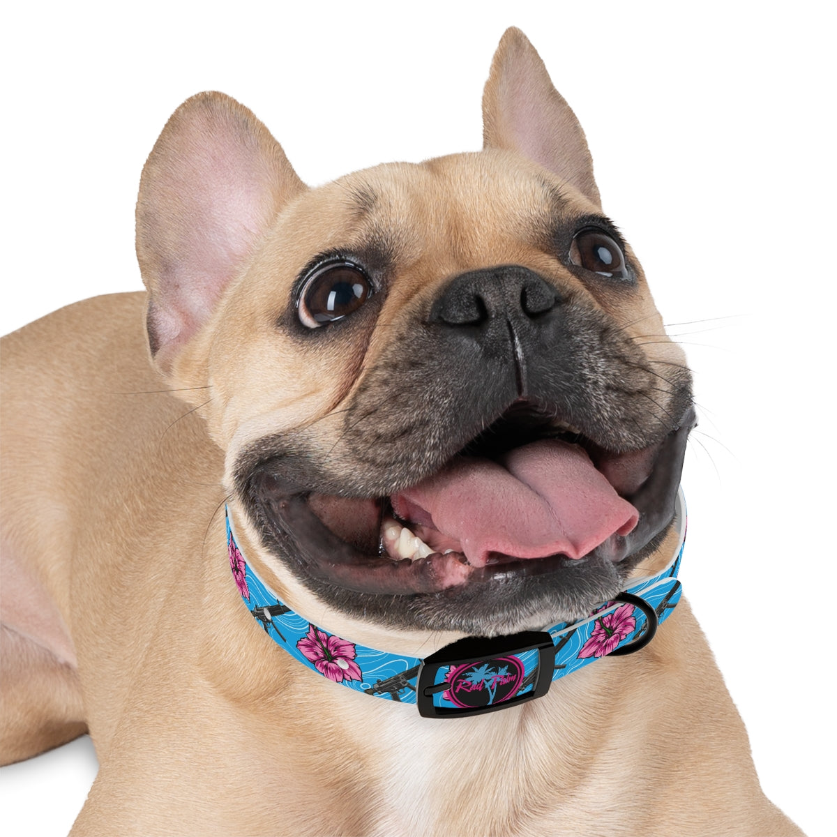 Rad Palm High Capacity Hibiscus Blue Dog Collar