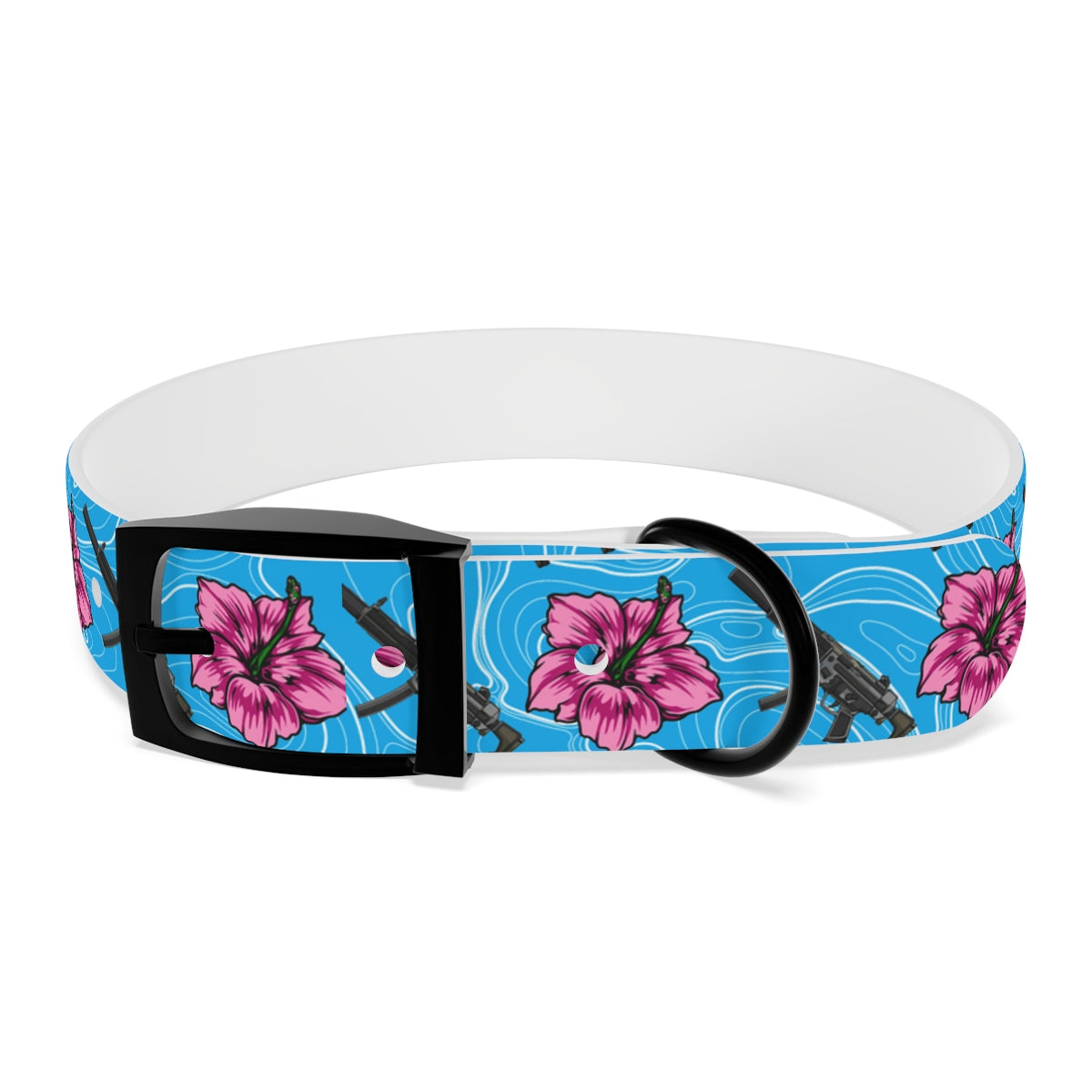 Rad Palm High Capacity Hibiscus Blue Dog Collar