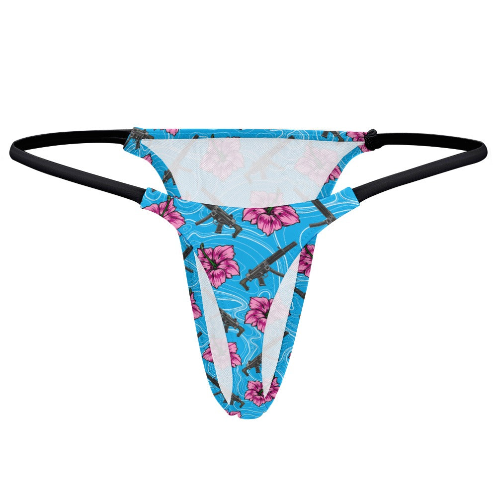 High Capacity Hibiscus Blue Thong