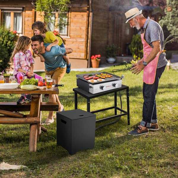 Load image into Gallery viewer, Camplux Propane Tank Cover, 20 LB Propane Tank Storage Box, Outdoor Tank Hideway Table for Propane Fire Pit and Gas Griddle Black