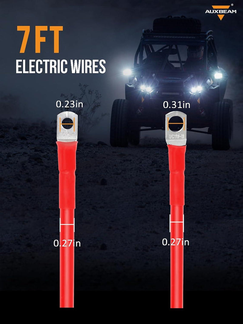 Load image into Gallery viewer, 7FT 7AWG Battery Cables Tinned Copper Ring Terminal Lugs Battery Wires