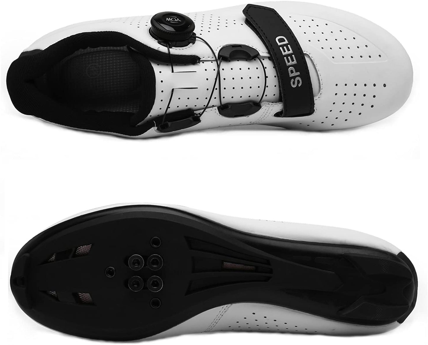Scurtain Unisex Road Bike Cycling Shoes, White, EU 38