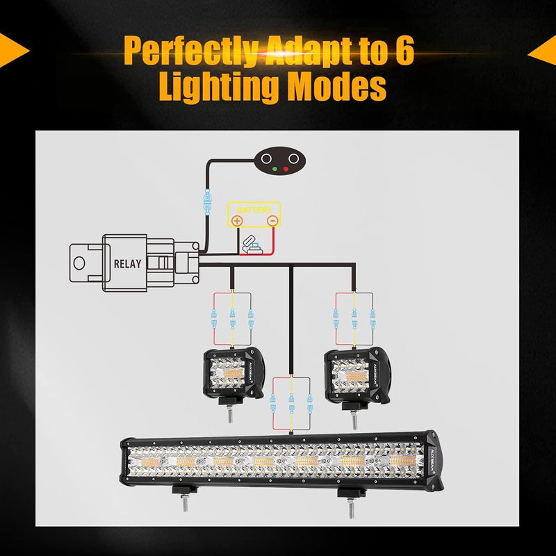Load image into Gallery viewer, Wiring Harness 10FT, Customized for AUXBEAM 6 Modes LED Light Bar, 12V 40A Relay for Switching Between Different Modes