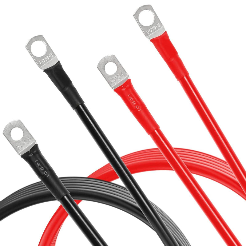 Load image into Gallery viewer, 7FT 7AWG Battery Cables Tinned Copper Ring Terminal Lugs Battery Wires