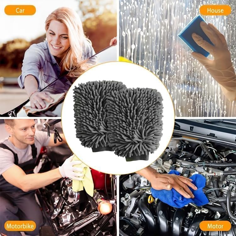 Load image into Gallery viewer, WASH&WHIPS Chenille Premium Scratch-Free Microfiber Lint-Free Blue Wash Mitt 8" x 10"in & Black Pitstop Particle Interceptor