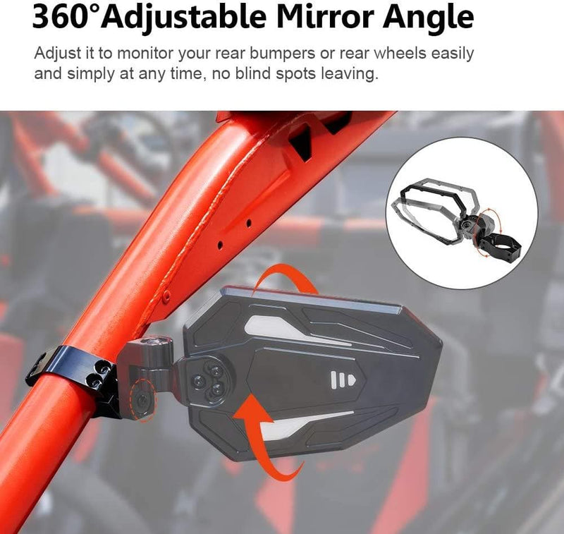 Load image into Gallery viewer, UTV Rear View Side Mirrors for Can Am Maverick X3/ RZR w/ 1.75"-2" roll bar (1 pair)