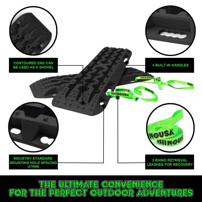 Rhino USA Recovery Traction Boards - Black (Pair)