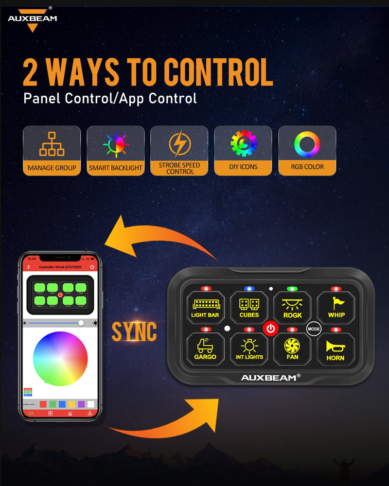 Load image into Gallery viewer, AR-820 RGB Switch Panel with APP, Toggle/ Momentary/ Pulsed Mode Supported (Two-Sided Outlet)