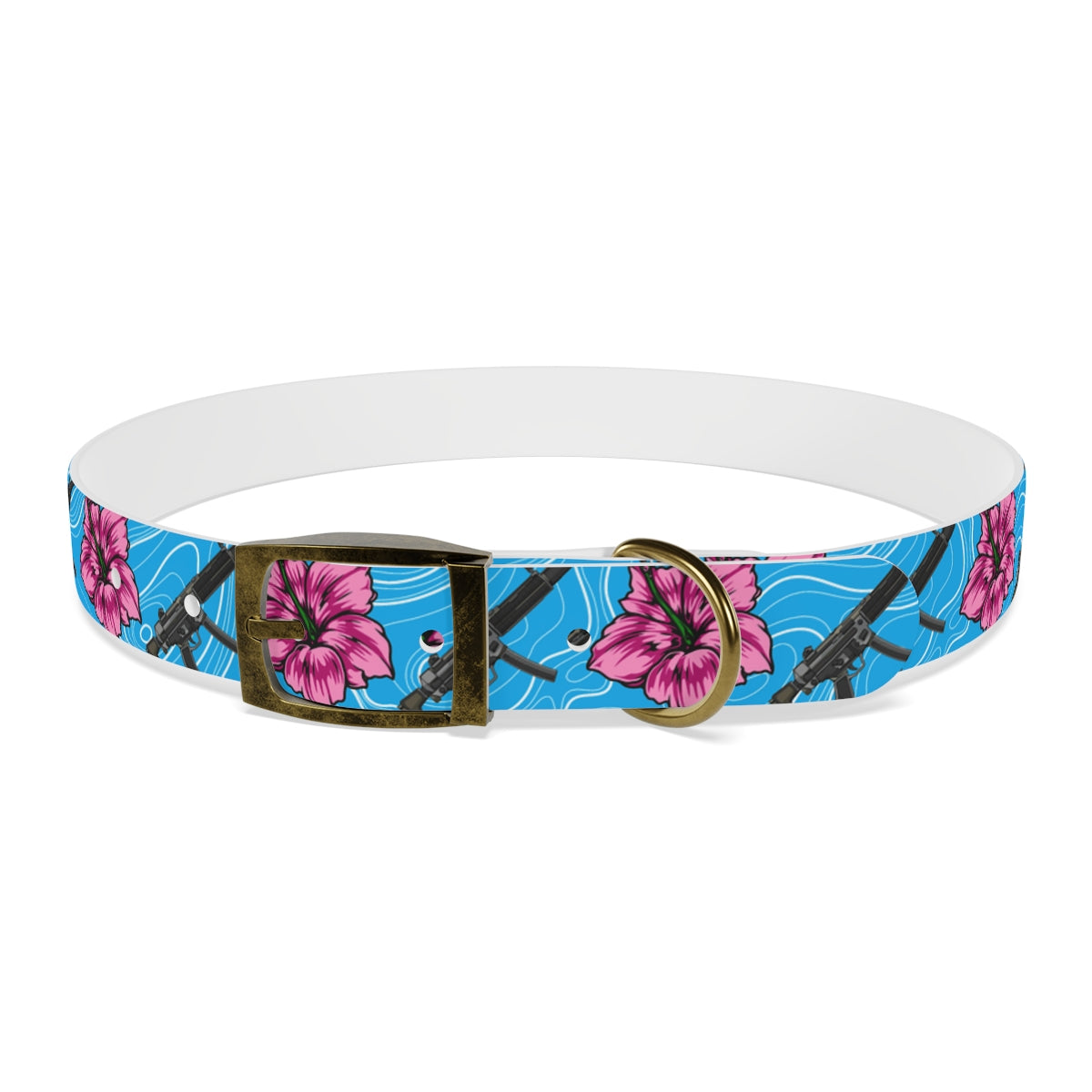 Rad Palm High Capacity Hibiscus Blue Dog Collar